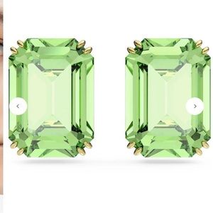Swarovski Light Green Emerald-Cut Stud Earrings